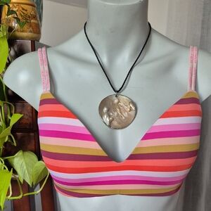 Victoria's Secret Pink Striped Moulded Cup Padded T-SHIRT Bra 36A